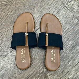 Italian Shoemakes Ladies Sandles Size 8 Black & Camel